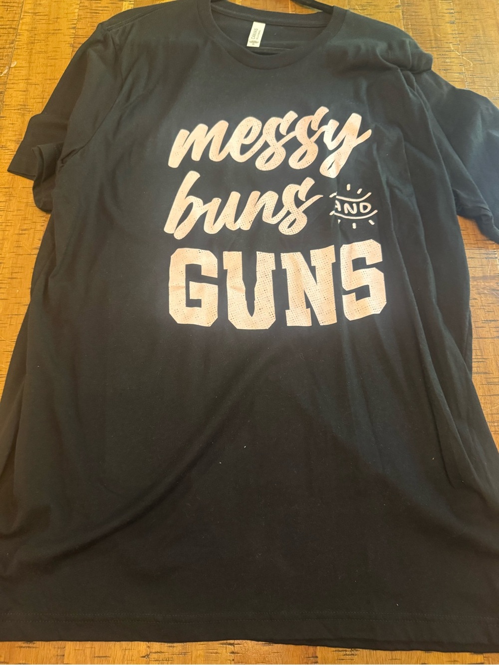 Messy Buns and Guns XL Short Sleeve Graphic Tee - Black